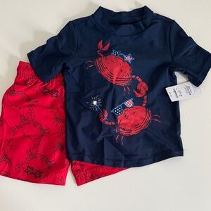 NWT Just One You by Carter’s 2PC Crab Rashguard Swim Set 4T